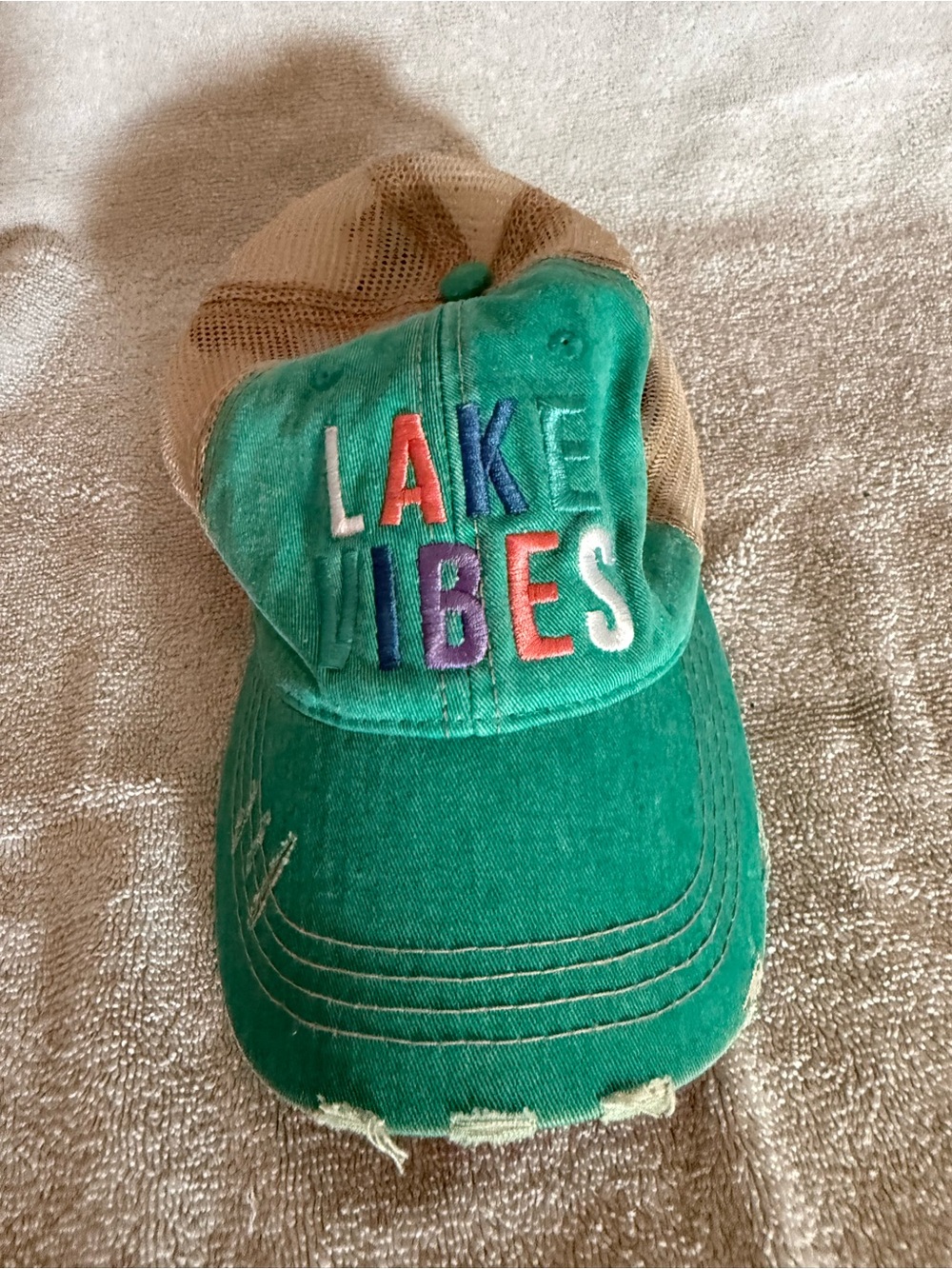 Womens Green 'Lake Vibes' Mesh Back Cap